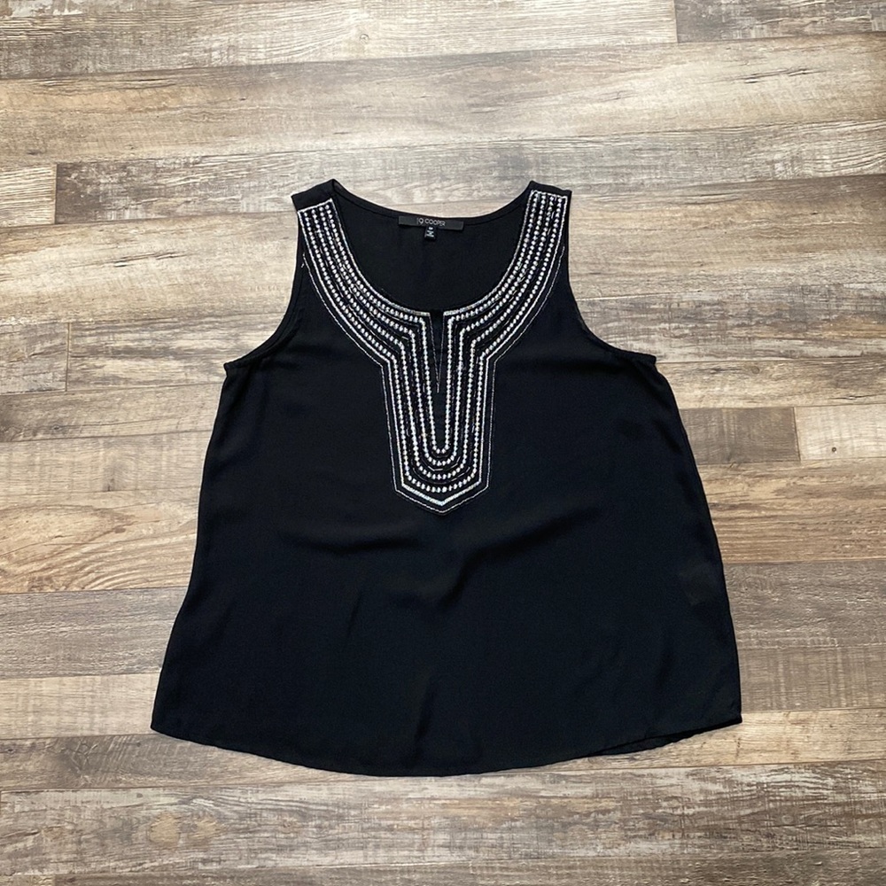 19 Cooper • beaded + embroidered black tank